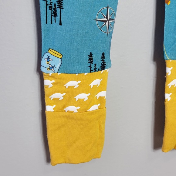 Kai Blue Co Bamboo Camping Bears Zip Ruffle Romper Pajamas 6-12 Months NWT - Picture 4 of 6